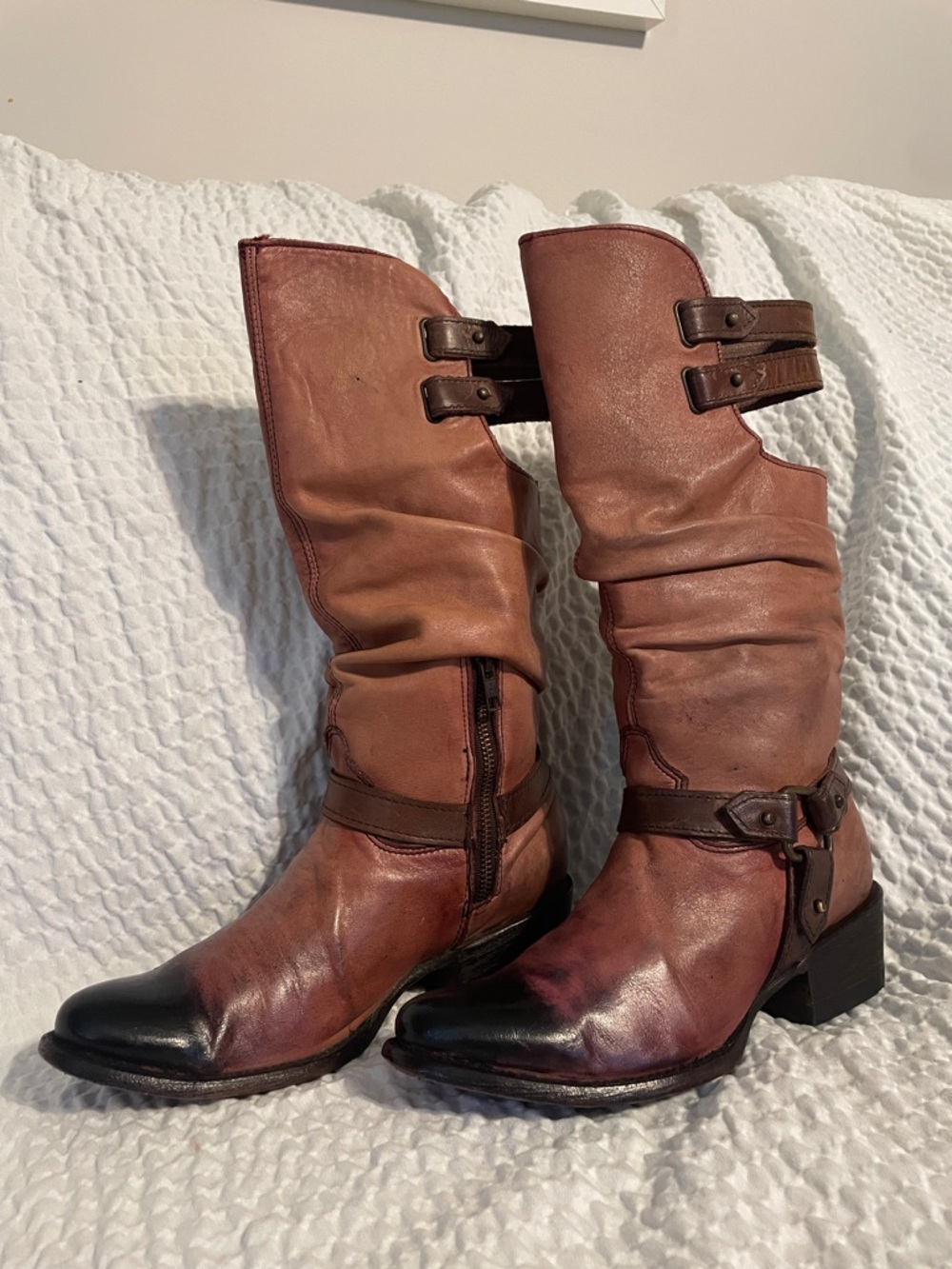Corral Boots Brown Leather Mid-Calf Heeled Riding Boots